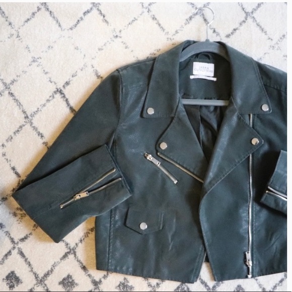 Urban Outfitters Jackets & Blazers - Dark Green Moto leather style Jacket